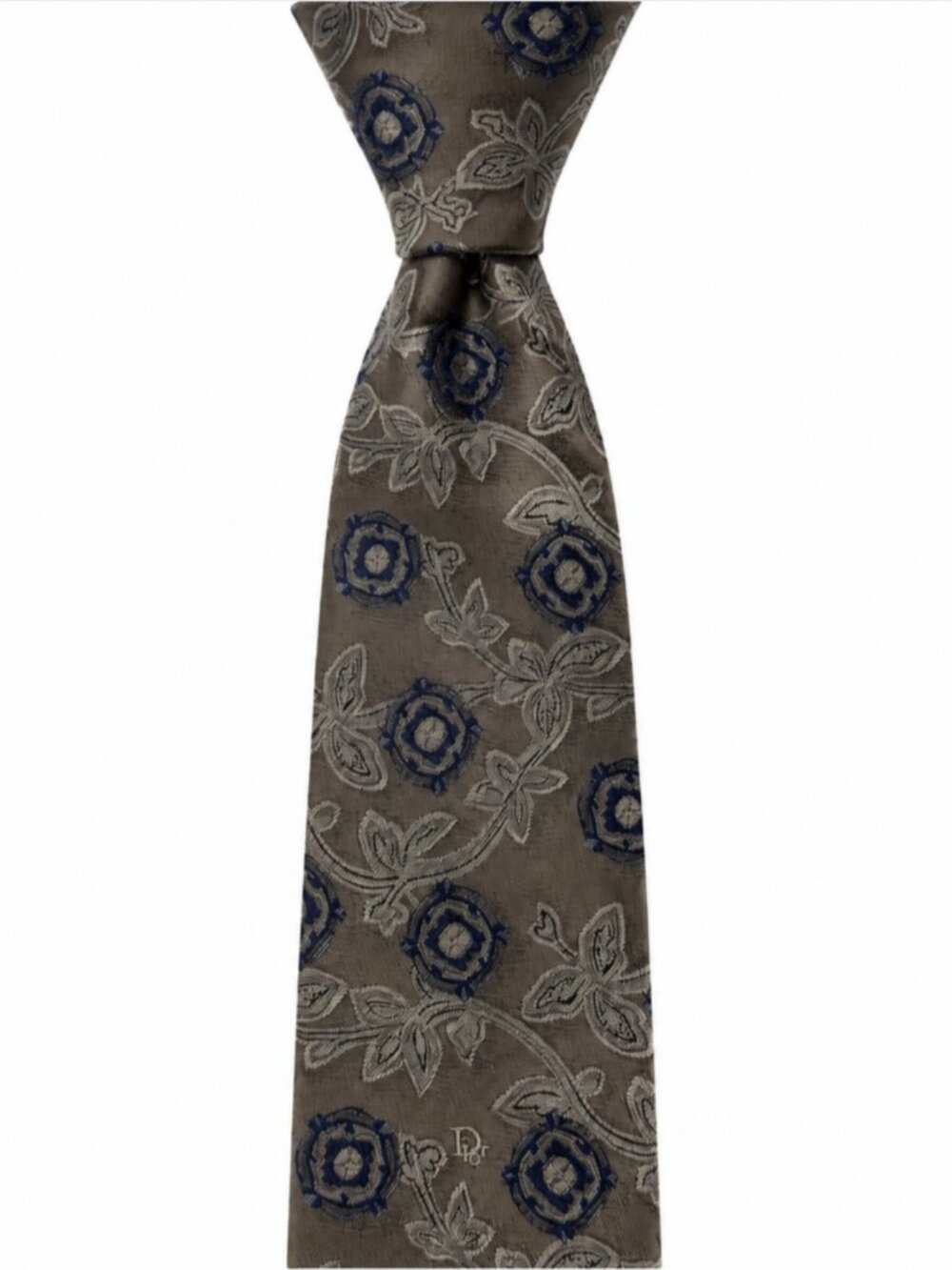 CHRISTIAN DIOR MONSIEUR Mens Necktie Vintage Silk‎ Blend Floral Gray Blue USA